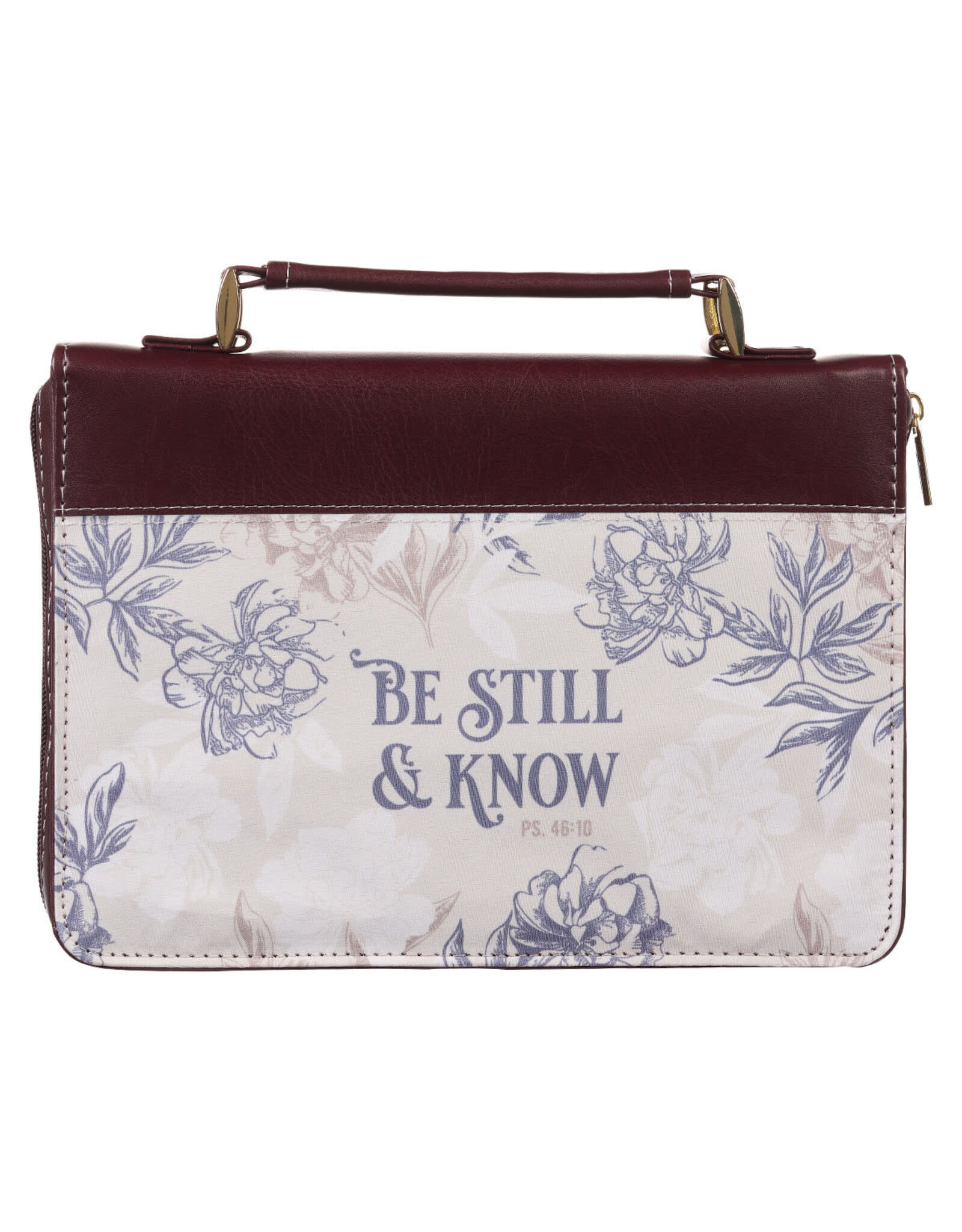 Christian Art Gifts Bible Cover - Be Still & Know, Neutral Florals Faux Leather (Psalm 46:10),