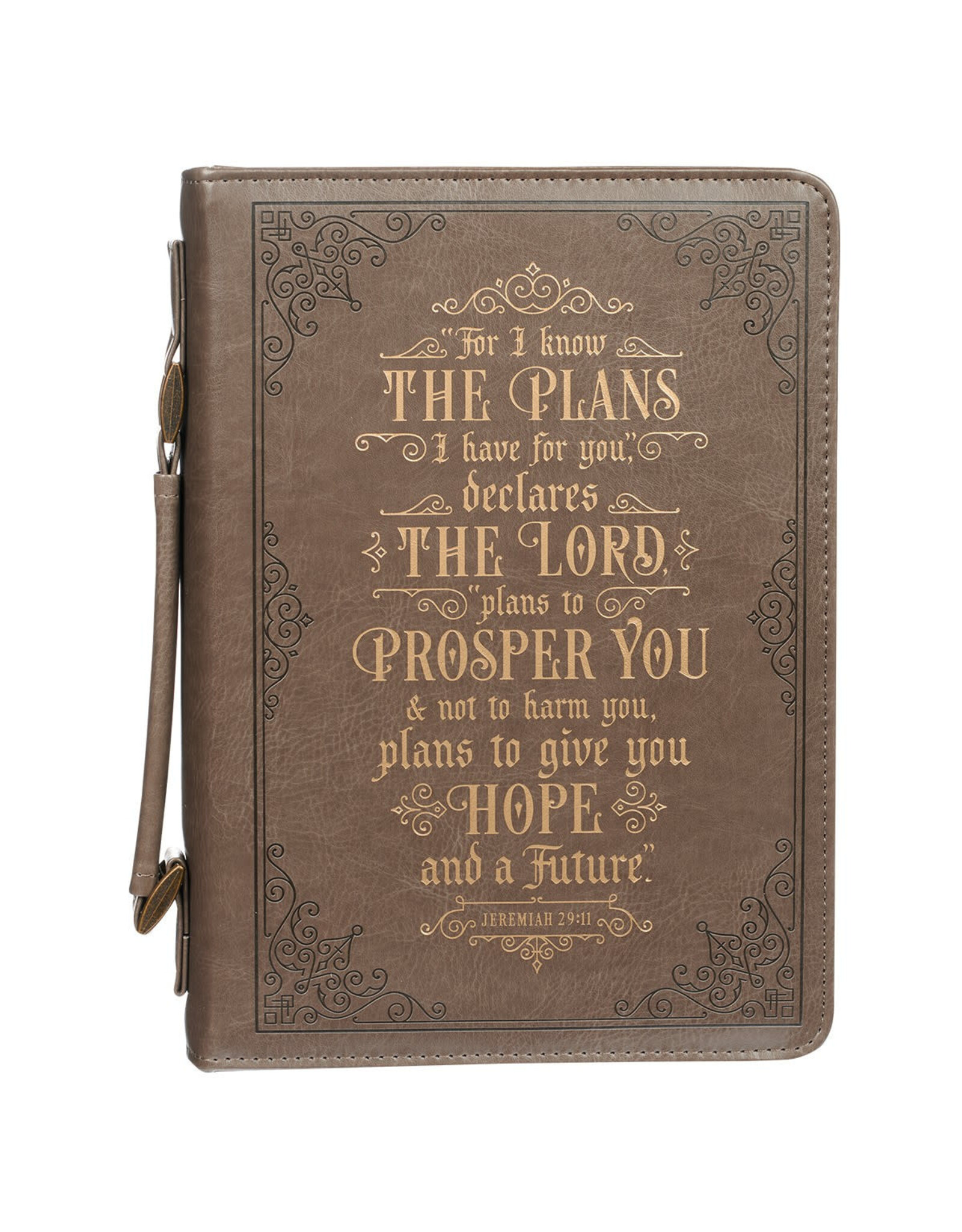 Christian Art Gifts Bible Cover - For I know the Plans, Brown Faux Leather (Jeremiah 29:11),