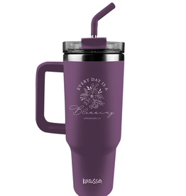 Kerusso Stainless Steel Mug with Straw - Blessing, Purple (40oz)
