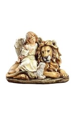 Roman Statue - Lion & Lamb with Angel, 11.5"