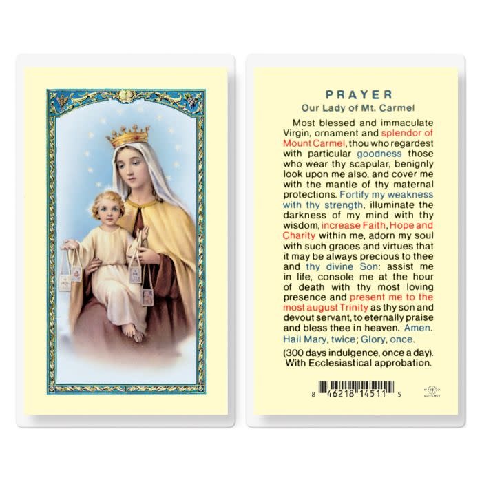 Holy Card, Laminated - Our Lady of Mount Carmel - Reilly's Church ...
