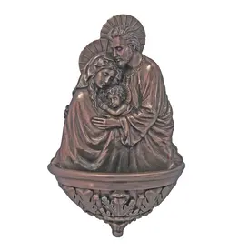 Goldscheider Holy Water Font Holy Family 9" Bronze