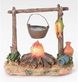 Roman Fontanini - Campfire with Pot, LED (5" Scale)