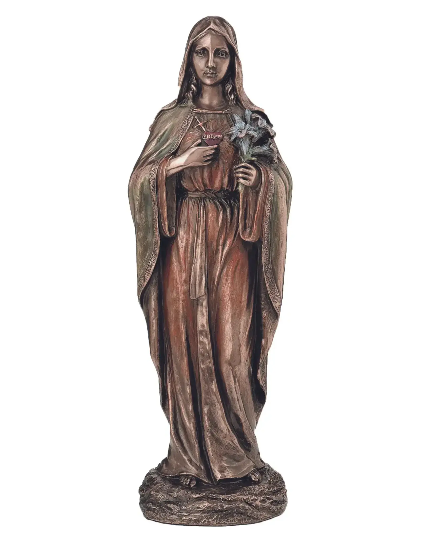 Goldscheider Statue Immaculate Heart of Mary 10" Bronze