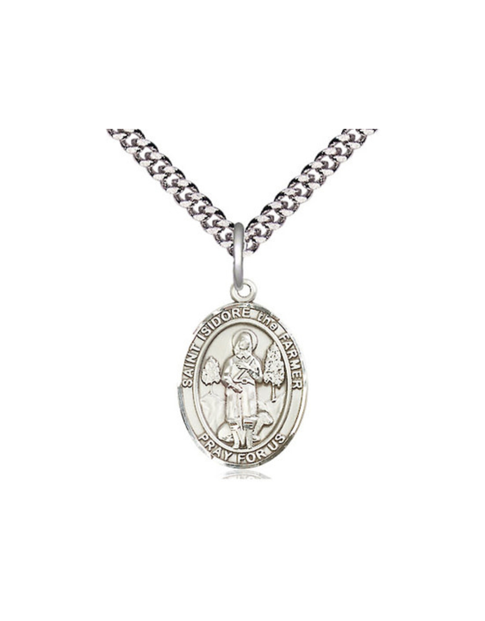 Bliss St. Isidore the Farmer Medal - 20" Chain, Sterling Silver