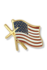 Singer Lapel Pin - American Flag with Cross