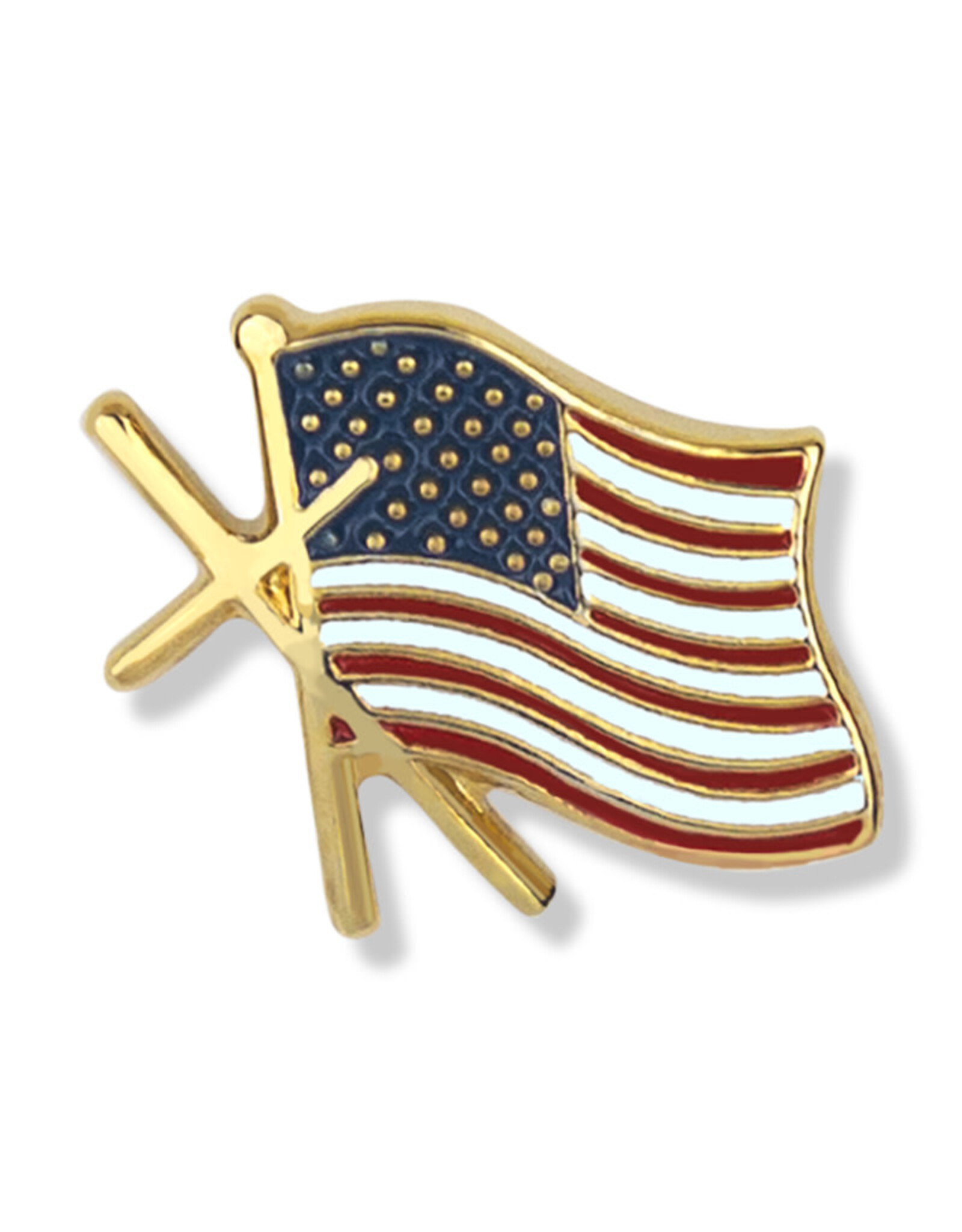 Singer Lapel Pin - American Flag with Cross