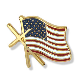 Singer Lapel Pin - American Flag with Cross