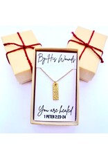 Seeds & Mountains Bible Verse Necklace - By His Wounds You are Healed (1 Peter 2:23-24)