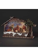 Roman LED Swirl Nativity Stable with Background