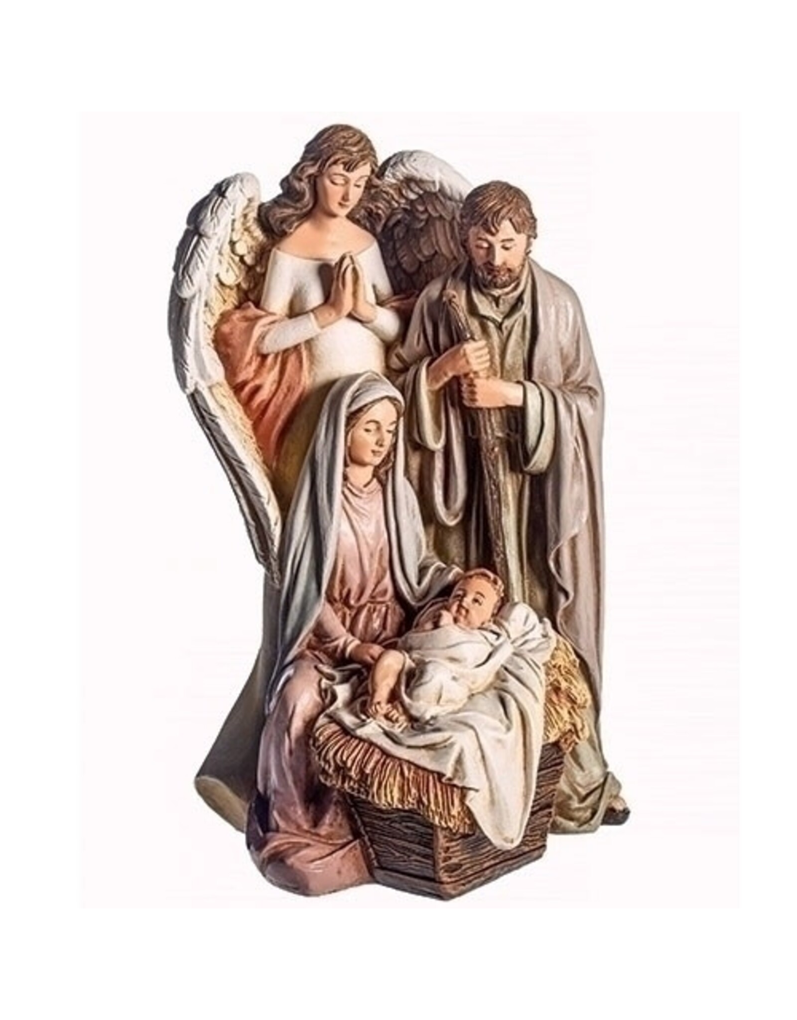 Roman Holy Family & Praying Angel Figurine