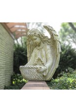Orlandi Garden Angel with Bowl Outdoor Statue - Fiber Stone, Pompeii Finish (15")