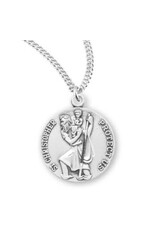 HMH St. Christopher Medal -  Round, Sterling Silver, 20" Chain