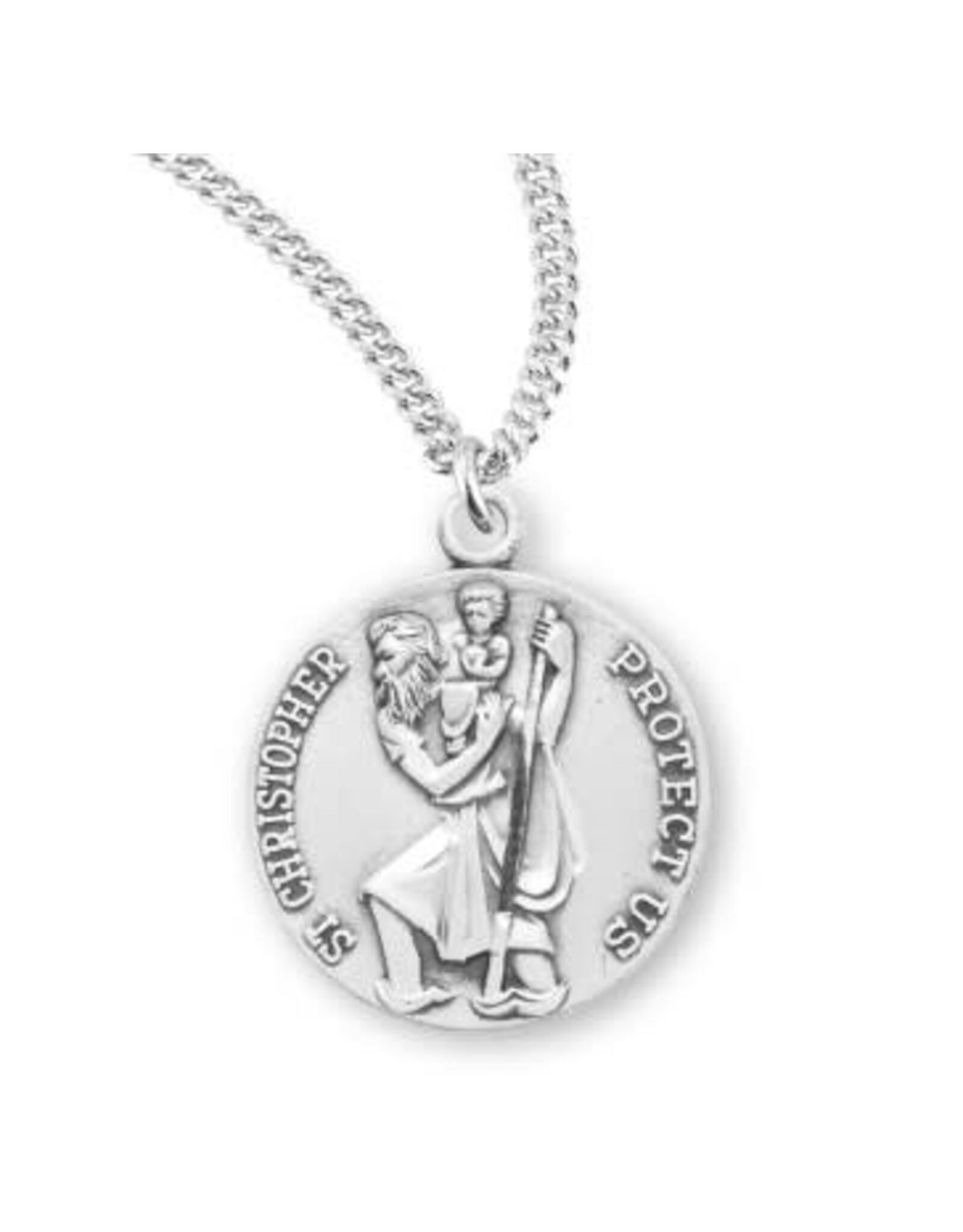 HMH St. Christopher Medal -  Round, Sterling Silver, 20" Chain