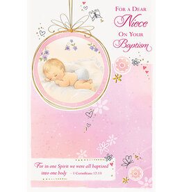 Greetings of Faith Card - Niece Baptism, In One Spirit