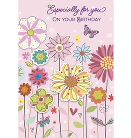 Greetings of Faith Card - Birthday, Especially For You (Pink Flowers)