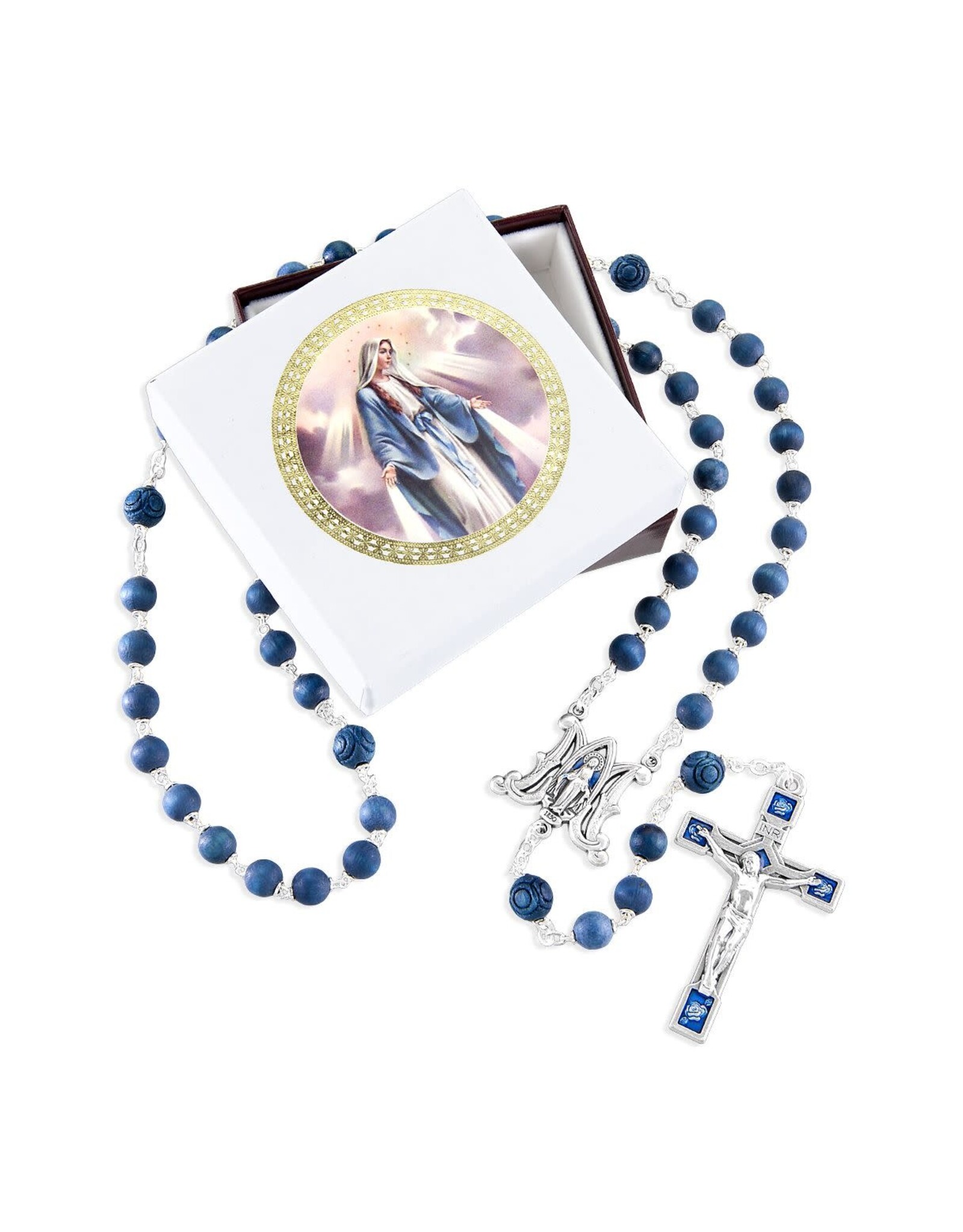 Hirten Rosary - Blue Epoxied Miraculous Medal Center