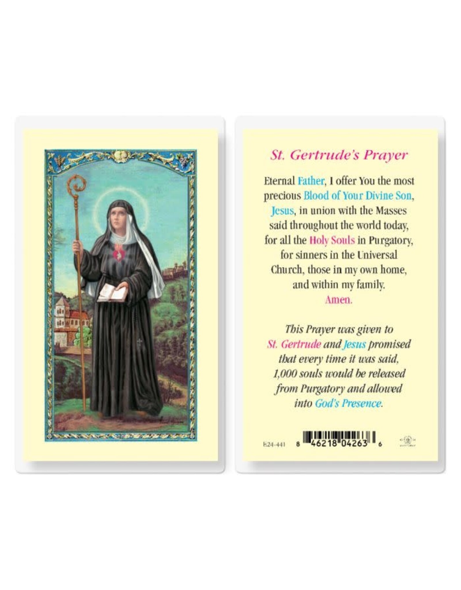 Hirten Holy Card, Laminated - St. Gertrude