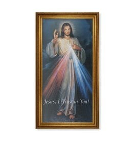 Hirten Picture - Divine Mercy, Canvas on Antique Gold Frame  (24"x 44")