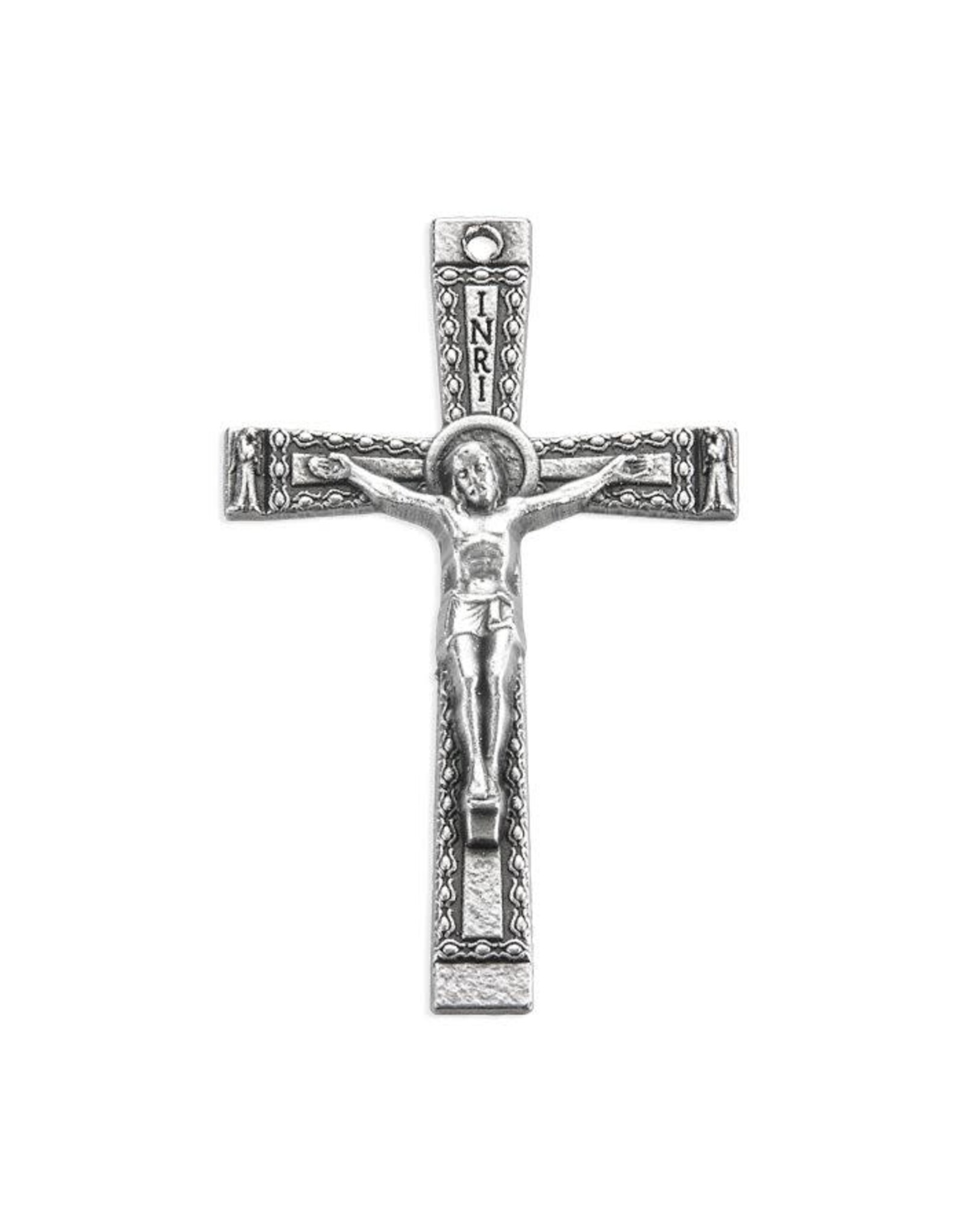Hirten Crucifix - Oxidized Silver with Beaded Edges, 1 1/2"