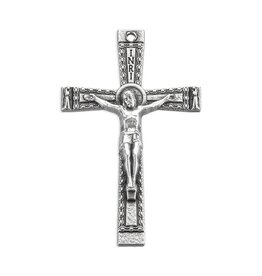 Hirten Crucifix - Oxidized Silver with Beaded Edges, 1 1/2"