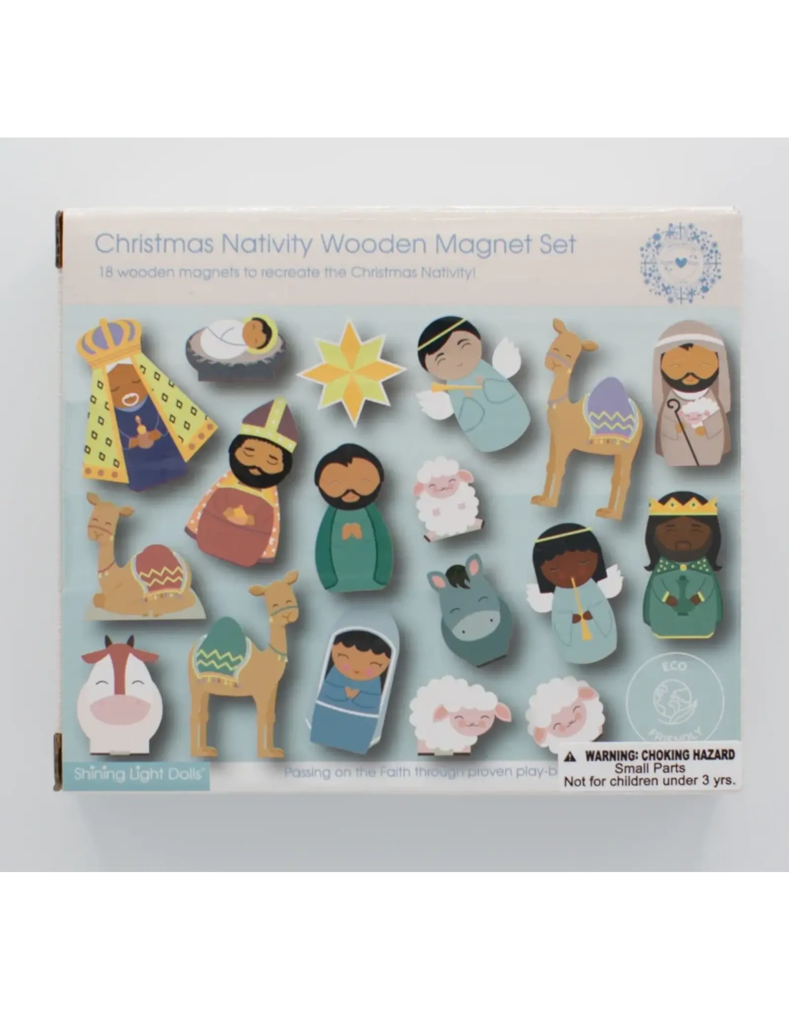 Shining Light Nativity Wooden Magnet Set