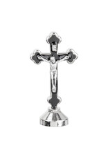 Hirten Auto Crucifix - Latin Style Nickel Finish with Black Epoxy, 2 3/4"