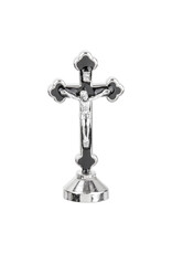 Hirten Auto Statue, Crucifix, Latin Style Nickel Finish with Black Epoxy, 2 3/4"