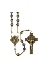 HMH Rosary - Copper & Turquoise Agate Stone Beads, Bronze Finish Crucifix & Center