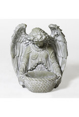 Orlandi Garden Angel with Bowl Outdoor Statue - Fiber Stone, Weather Finish (15")
