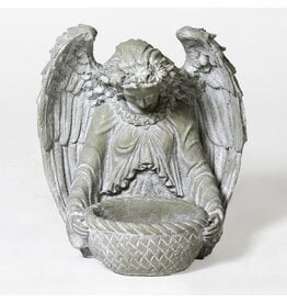 Orlandi Garden Angel with Bowl Outdoor Statue - Fiber Stone, Weather Finish (15")