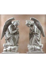 Orlandi Adoration Kneeling Angels Outdoor Statue Set - Fiberglass, Antique Stone Finish (56")