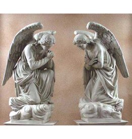 Orlandi Statue - Adoration Kneeling Angels, Antique Stone Finish (56")