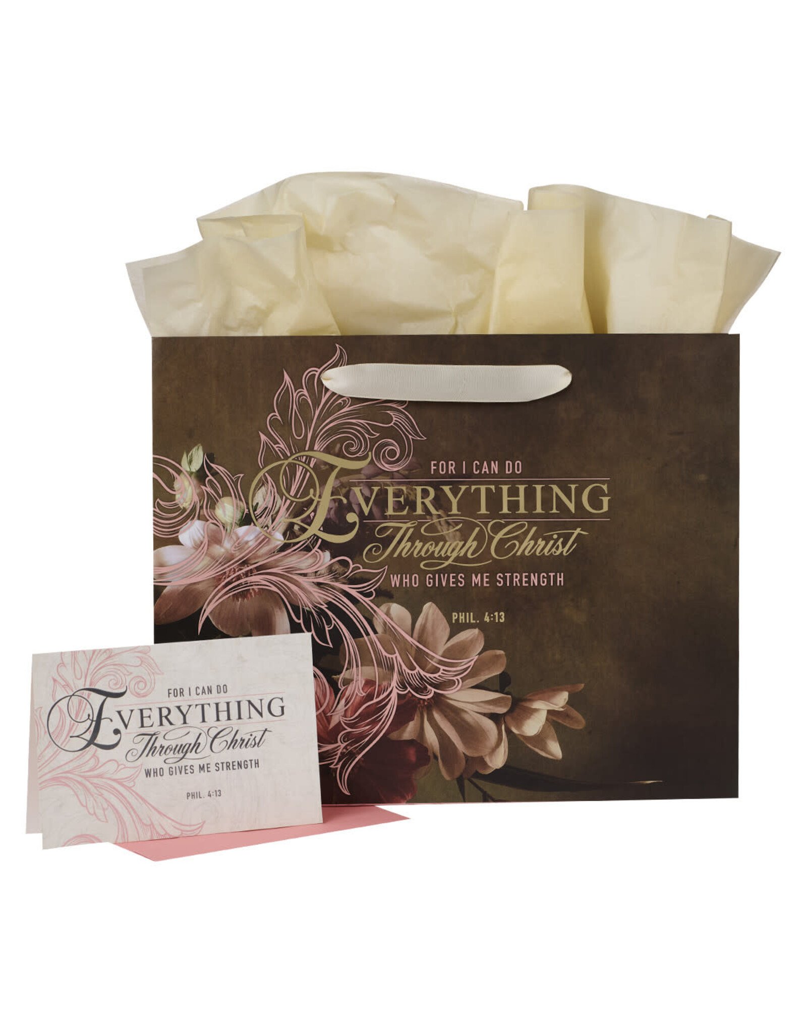 Christian Art Gifts Gift Bag - Through Christ with Card (Large)