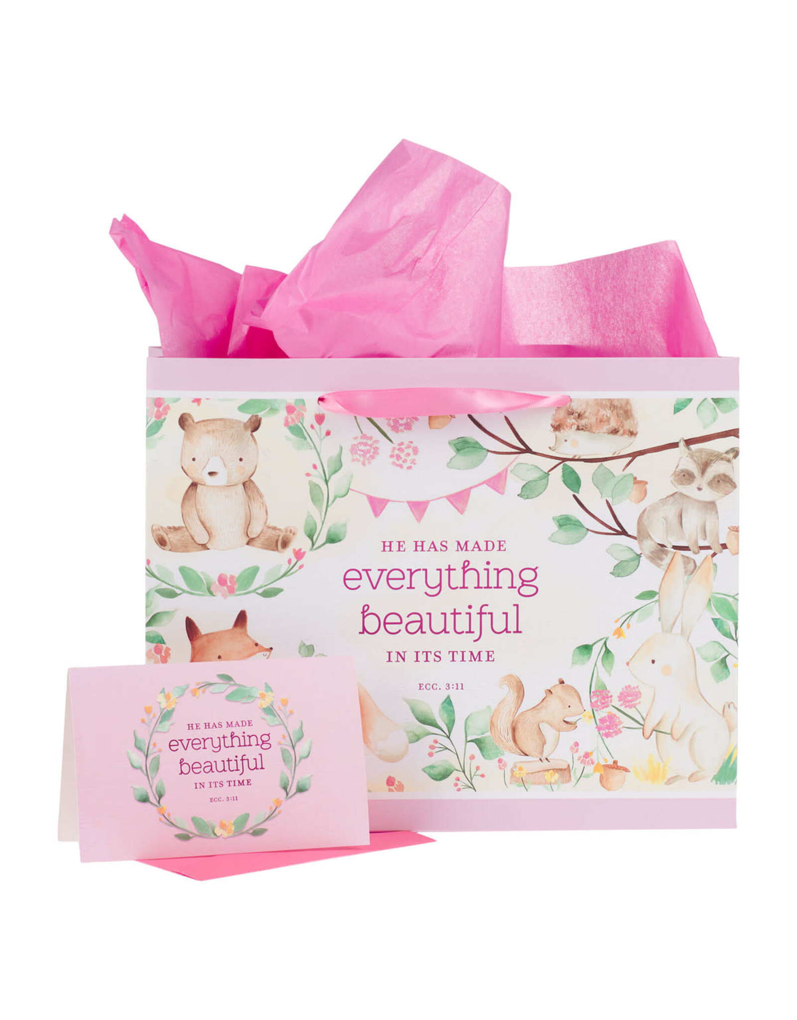 Christian Art Gifts Gift Bag - Everything Beautiful Forest Animals with Card (Large)