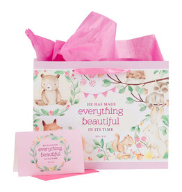 Christian Art Gifts Gift Bag - Everything Beautiful Forest Animals with Card (Large)