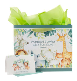 Christian Art Gifts Gift Bag - Every Good & Perfect Gift Forest Animals (Large)
