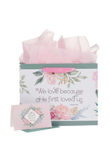 Christian Art Gifts Gift Bag - He First Loved Us with Card (Large)