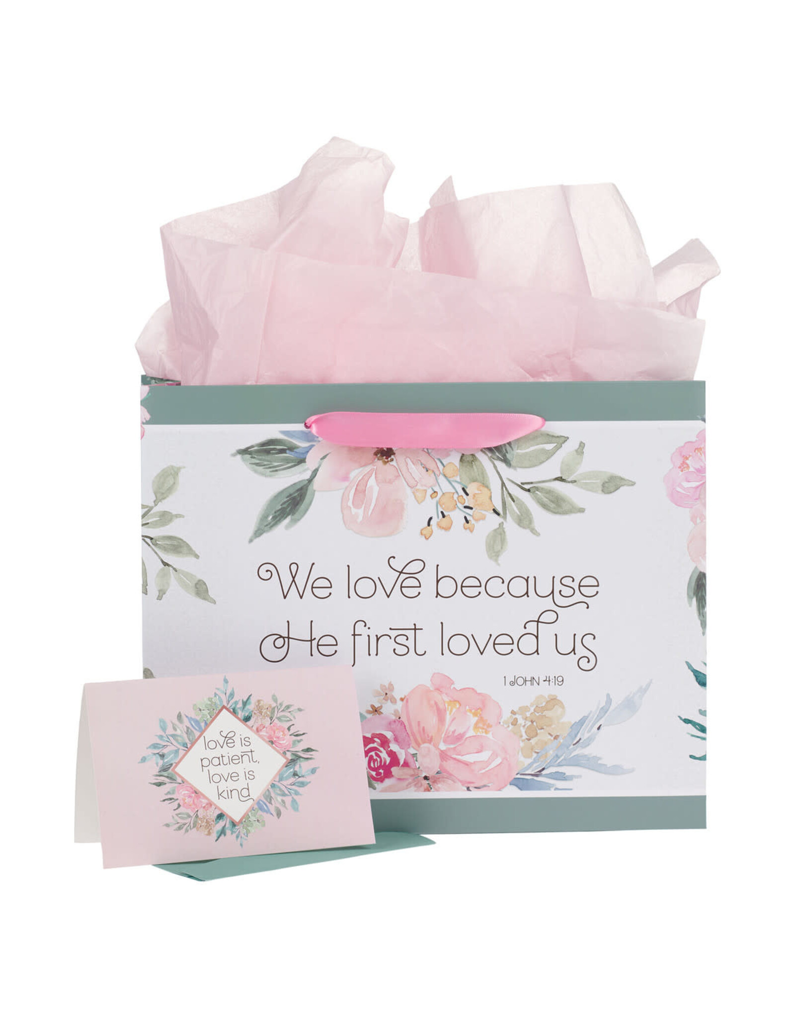 Christian Art Gifts Gift Bag - He First Loved Us with Card (Large)