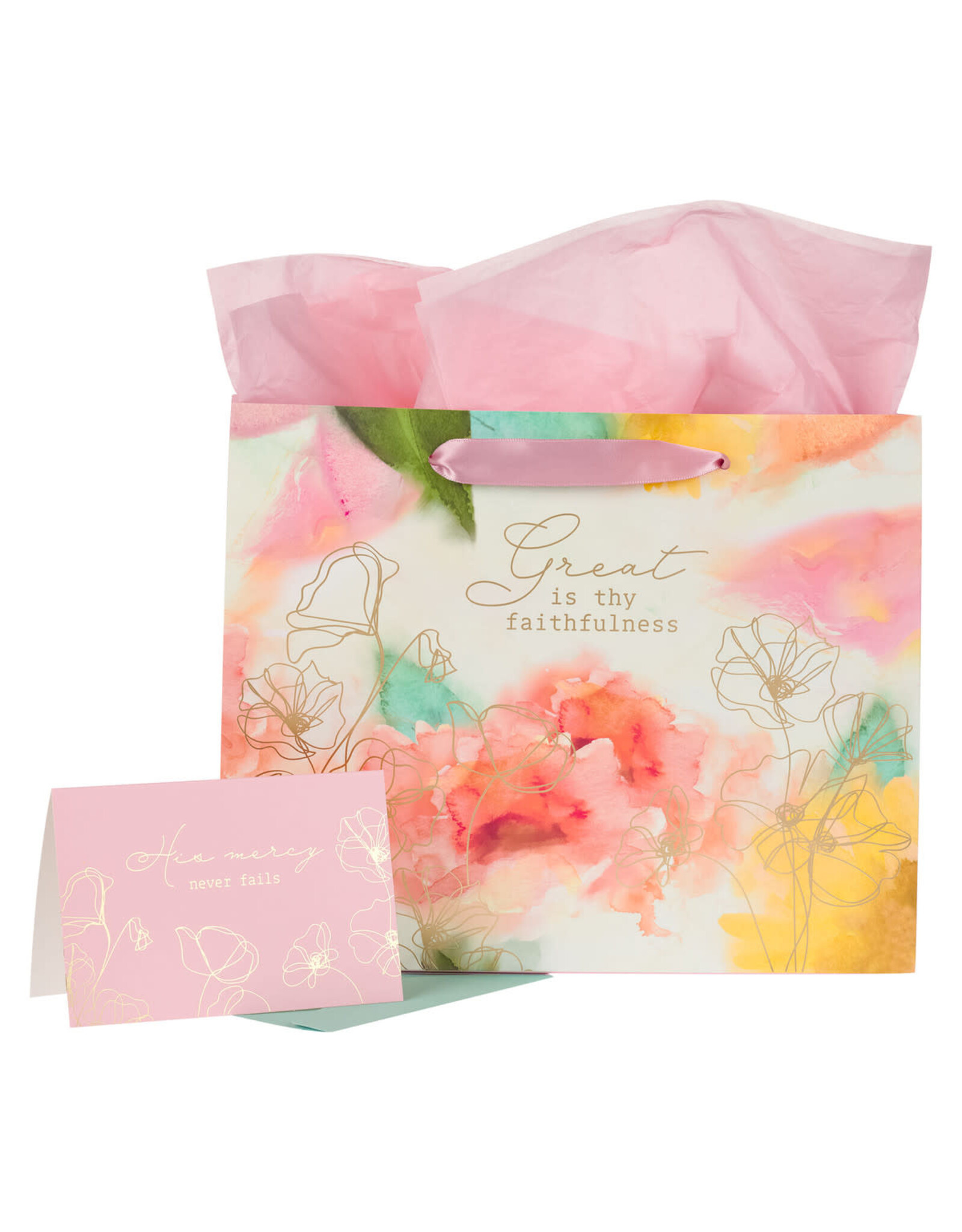 Christian Art Gifts Gift Bag - Pastel Meadow with Card (Large)
