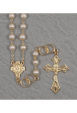 Malhame Regina Pearl Wedding Rosary with Double Ring Our Father Beads