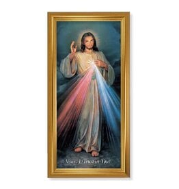 Hirten Picture - Divine Mercy, Gold Leaf Finished Frame (12x26")