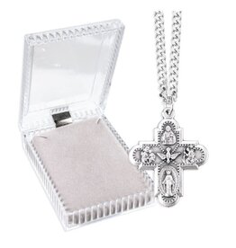 Hirten 5-Way Medal on 24" Chain, Oxidized Silver