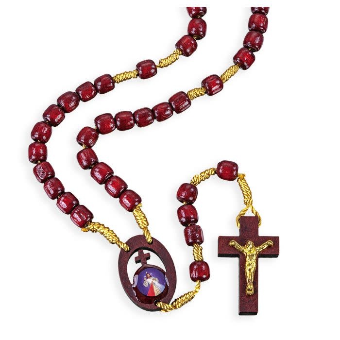 Divine Mercy Rosary Wood Cord - Reilly's Church Supply & Gift Boutique