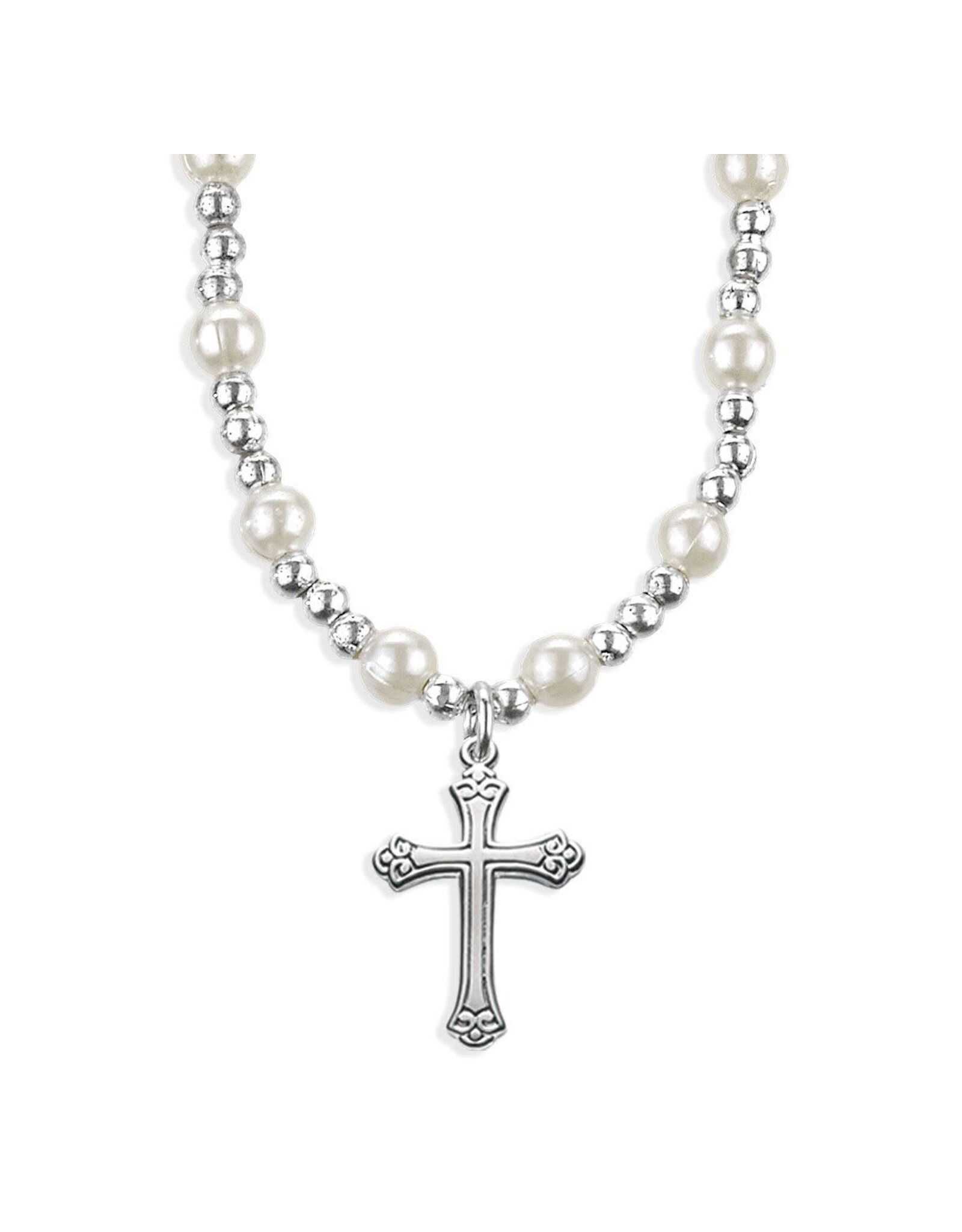 Hirten Pendant - Cross with White Pearl Beads