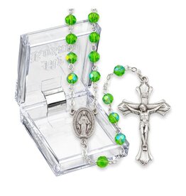 Hirten Rosary - August Birthstone, Light Green