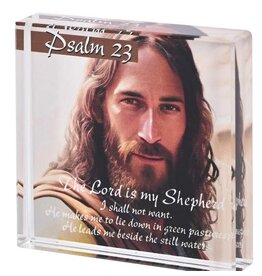 Dicksons Tabletop Glass Plaque - Psalm 23 The Lord is My Shepherd, 3x3