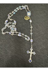 HMH Rosary - Crystal Aurora w/Porcelain Capped Beads, Sterling Silver Crucifix & Center