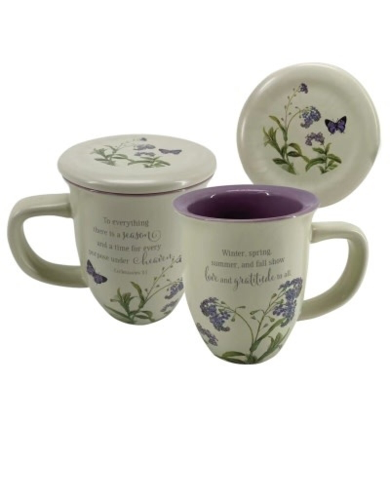 Abbey & CA Gift Mug - To Everything a Season (Purple Floral, Butterflies)