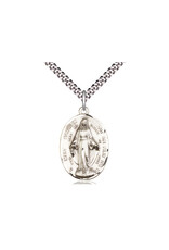 Bliss Miraculous Medal - Oval on 24" Chain, Sterling Silver
